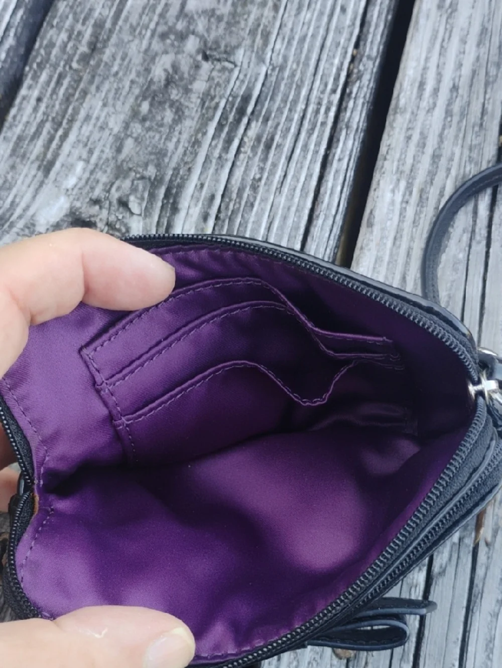 Coach Poppy Signature C Double Zip Wristlet W/ Black Signature Ribbon - Picture 5 of 6